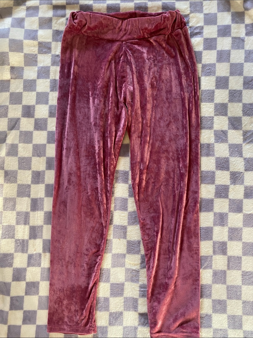 Girls' Velvet Stretch Leggings in Burgundy